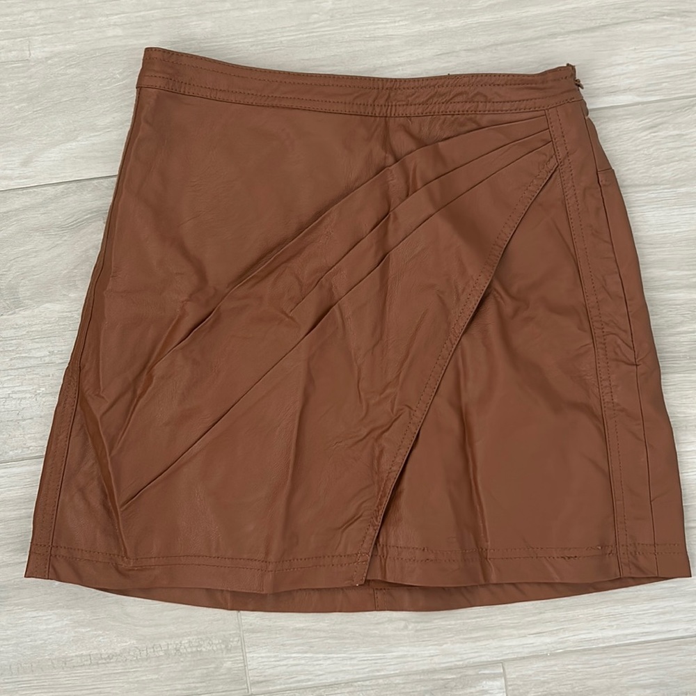 Free people camel leather skirt